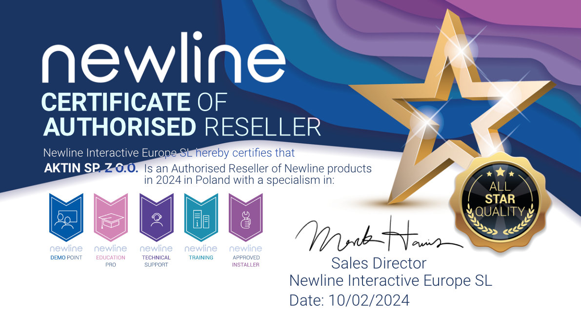 Aktin został autoryzowanym sprzedawcą monitorów interaktywnych Newline
